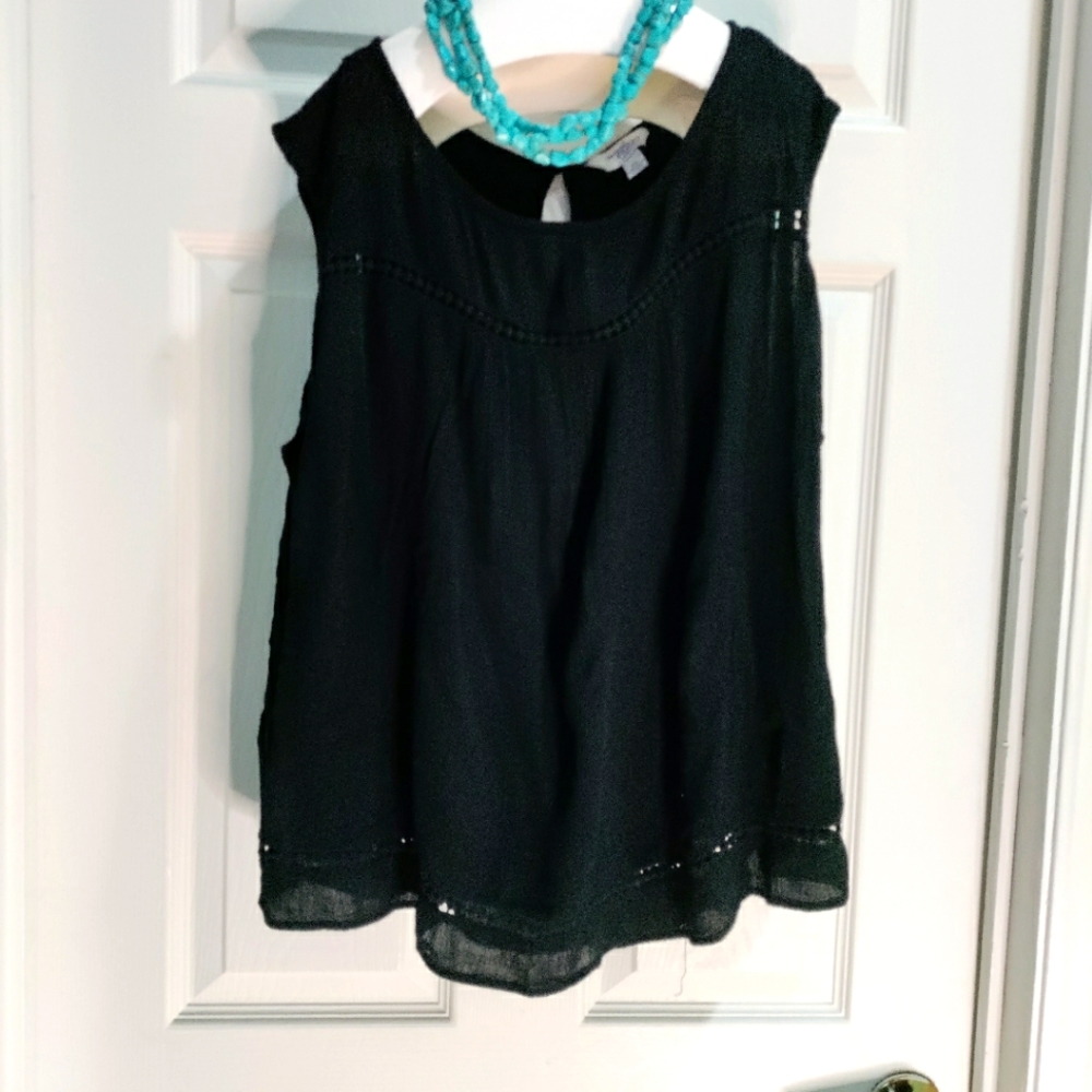 Indigo blue plus size black blouse 3x